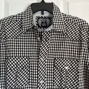 Eighty Eight Platinum Mens Shirt Medium Black White Checks Cotton NWOT Button